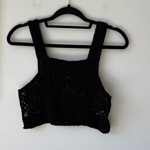 Elegant Black Crochet Tank Top